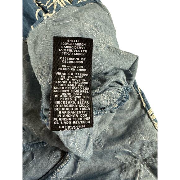 Label by Five Twelve Dress Women’s  Size 4 Chambray Blue White Embroidery Boho - Picture 7 of 9